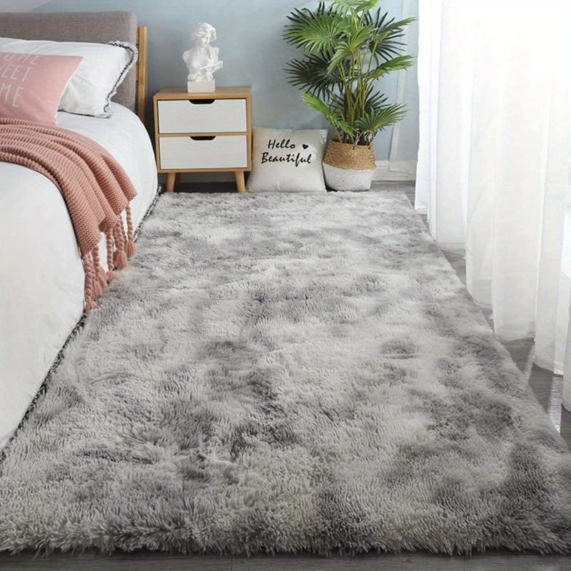 KuschelFarb: Tappeto alto in pile morbido con design moderno a sfumature in poliestere – ideale per spazi abitativi e lati del letto