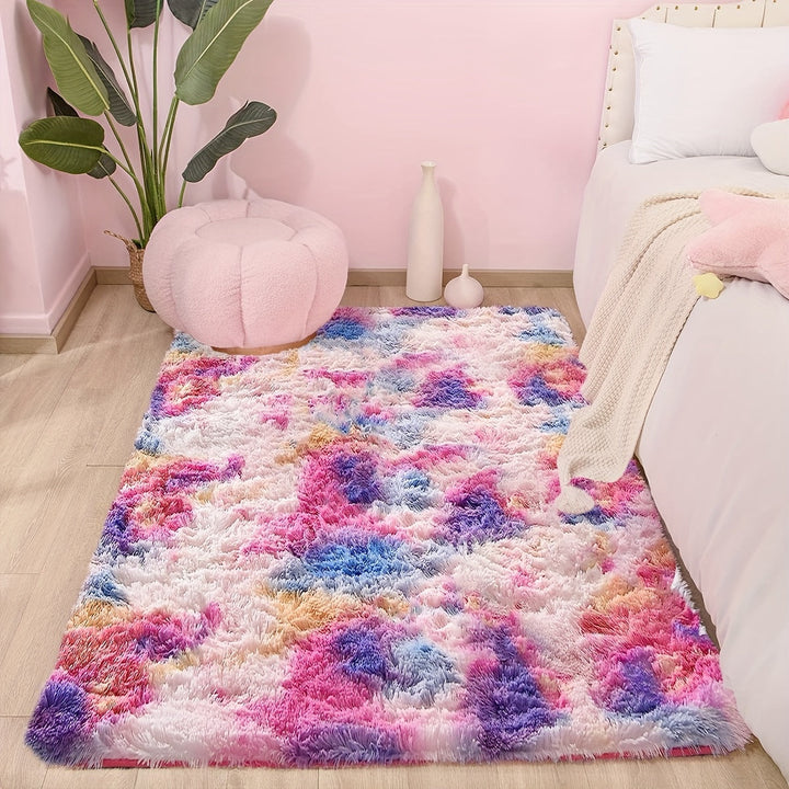 KuschelFarb: Tappeto alto in pile morbido con design moderno a sfumature in poliestere – ideale per spazi abitativi e lati del letto