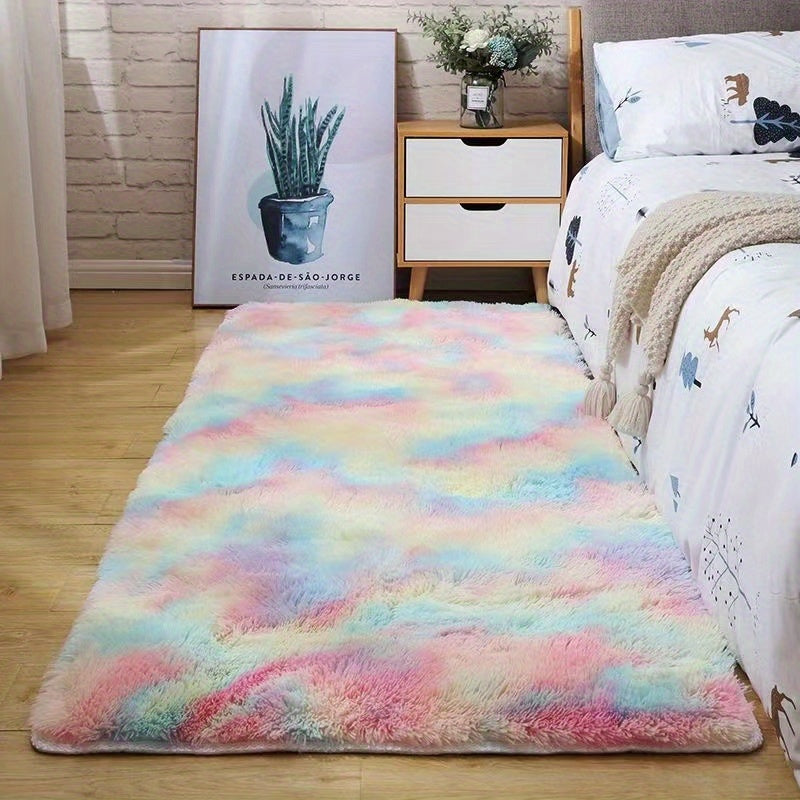 KuschelFarb: Tappeto alto in pile morbido con design moderno a sfumature in poliestere – ideale per spazi abitativi e lati del letto