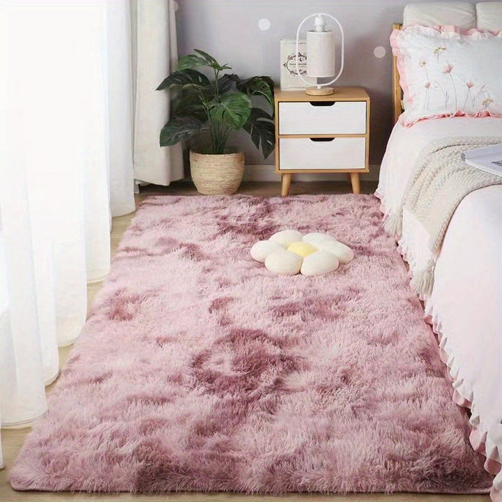 KuschelFarb: Tappeto alto in pile morbido con design moderno a sfumature in poliestere – ideale per spazi abitativi e lati del letto