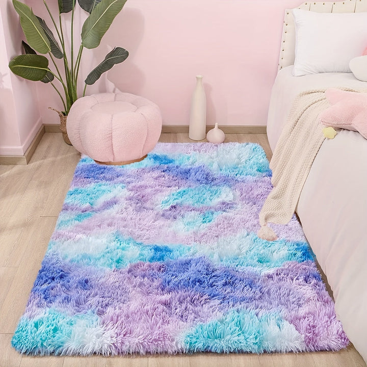 KuschelFarb: Tappeto alto in pile morbido con design moderno a sfumature in poliestere – ideale per spazi abitativi e lati del letto
