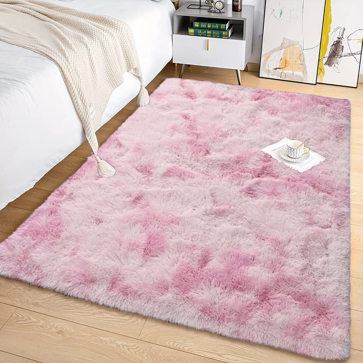KuschelFarb: Tappeto alto in pile morbido con design moderno a sfumature in poliestere – ideale per spazi abitativi e lati del letto
