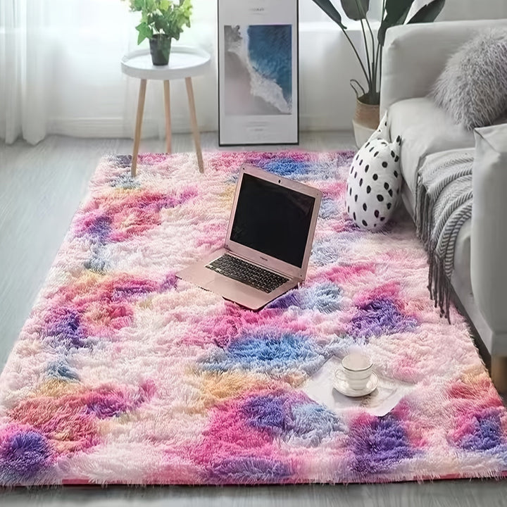 KuschelFarb: Tappeto alto in pile morbido con design moderno a sfumature in poliestere – ideale per spazi abitativi e lati del letto