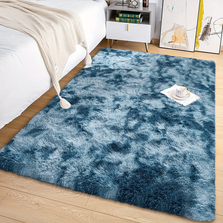 KuschelFarb: Tappeto alto in pile morbido con design moderno a sfumature in poliestere – ideale per spazi abitativi e lati del letto