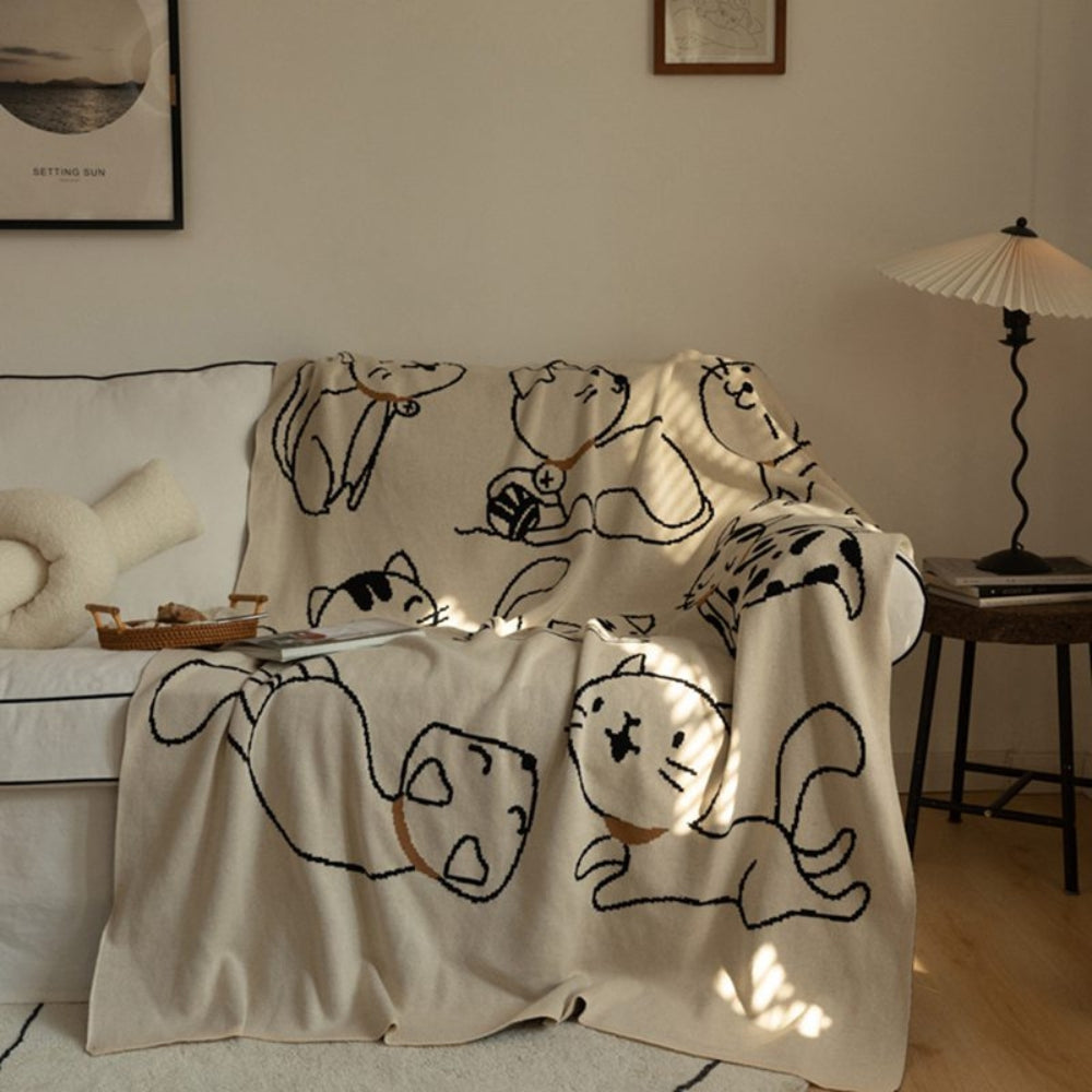 KuschelMiau: Coperte in cotone con una consistenza morbida e un design giocoso di gatti – per letto e soggiorno