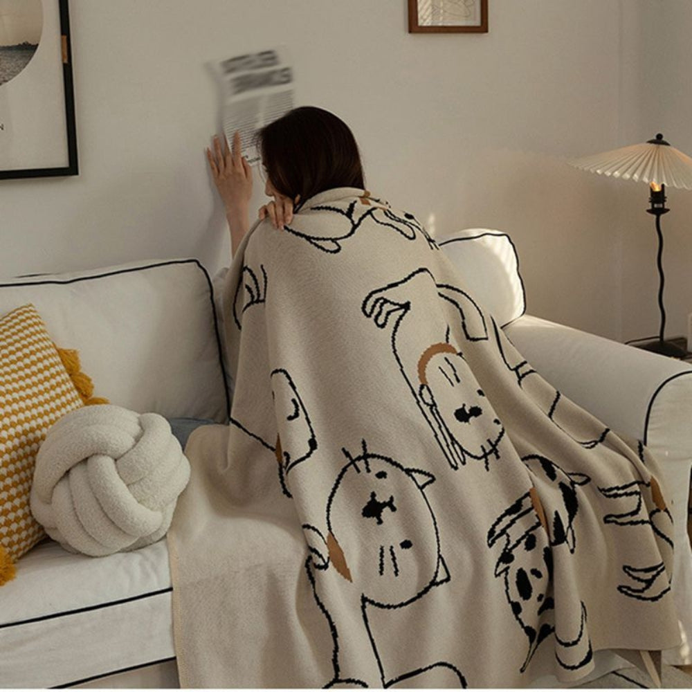KuschelMiau: Coperte in cotone con una consistenza morbida e un design giocoso di gatti – per letto e soggiorno