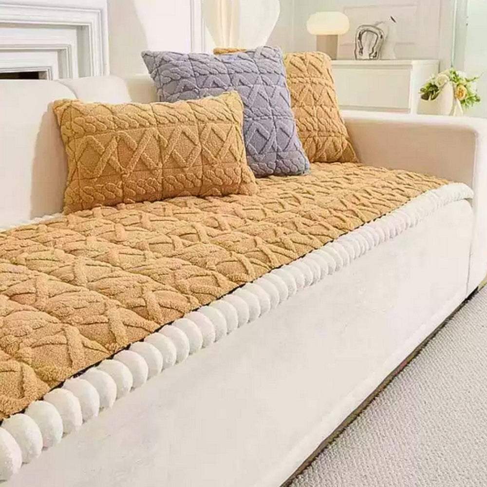 KuschelSherpa: Copridivano con trapuntatura a diamante e retro antiscivolo – per soggiorno e divano
