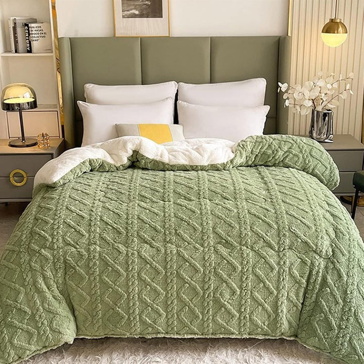 KuscheligWarm: Coperta in cotone con Sherpa-Fleece e calore extra – per divano e letto
