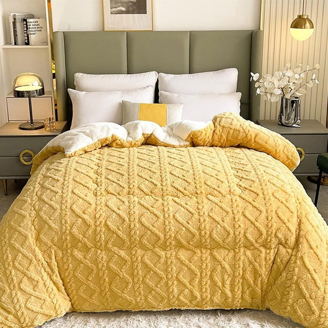 KuscheligWarm: Coperta in cotone con Sherpa-Fleece e calore extra – per divano e letto
