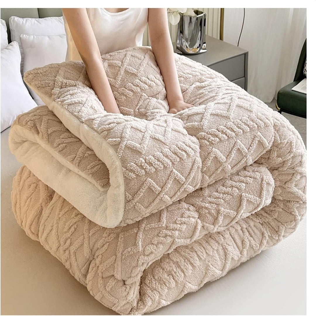 KuscheligWarm: Coperta in cotone con Sherpa-Fleece e calore extra – per divano e letto