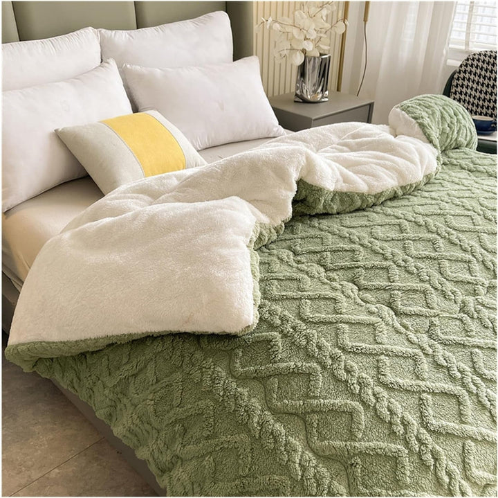 KuscheligWarm: Coperta in cotone con Sherpa-Fleece e calore extra – per divano e letto
