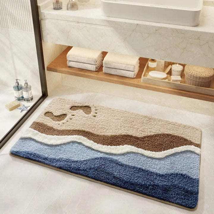 KüstenTraum: Tappetino da bagno antiscivolo in design da spiaggia – Morbido, Assorbente &amp; Lavabile