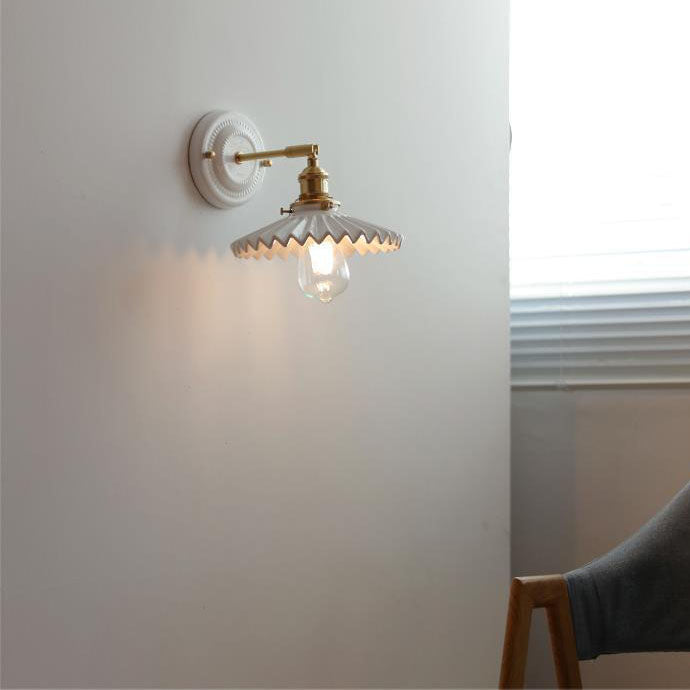 KyoLicht: Applique Vintage in Ceramica e Ottone dal Design Giapponese – per Camera da Letto e Soggiorno