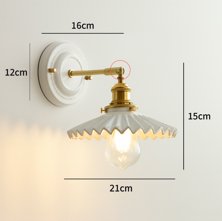 KyoLicht: Applique Vintage in Ceramica e Ottone dal Design Giapponese – per Camera da Letto e Soggiorno