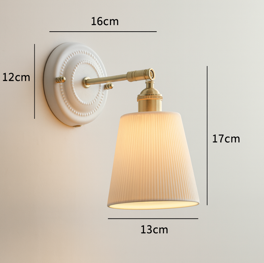 KyoLicht: Applique Vintage in Ceramica e Ottone dal Design Giapponese – per Camera da Letto e Soggiorno