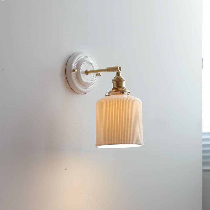 KyoLicht: Applique Vintage in Ceramica e Ottone dal Design Giapponese – per Camera da Letto e Soggiorno