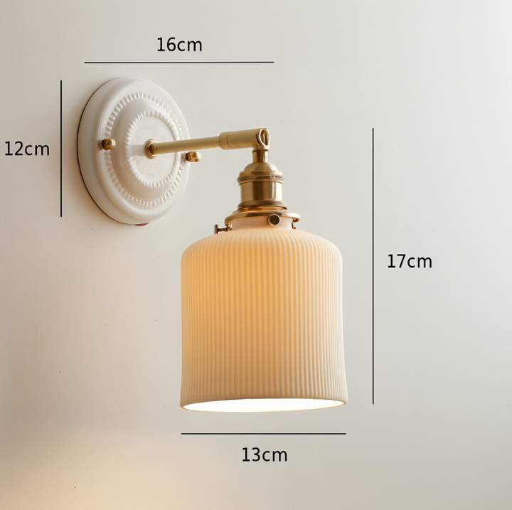 KyoLicht: Applique Vintage in Ceramica e Ottone dal Design Giapponese – per Camera da Letto e Soggiorno