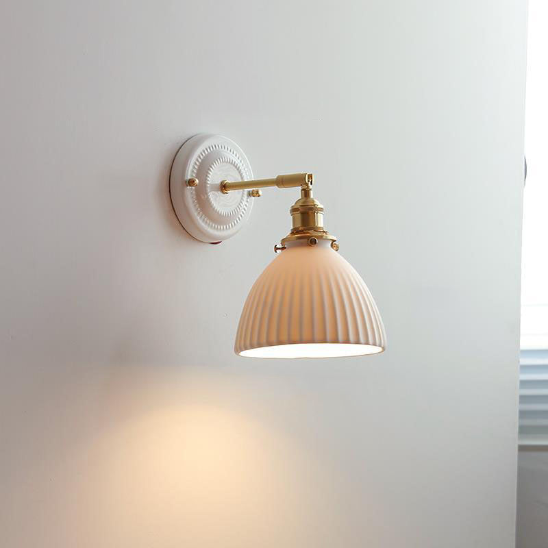 KyoLicht: Applique Vintage in Ceramica e Ottone dal Design Giapponese – per Camera da Letto e Soggiorno