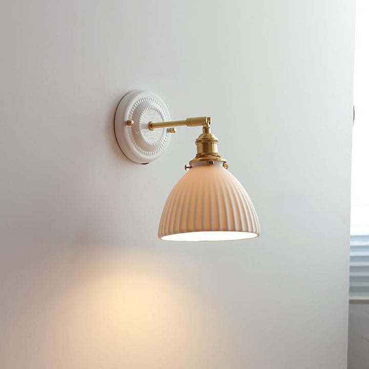 KyoLicht: Applique Vintage in Ceramica e Ottone dal Design Giapponese – per Camera da Letto e Soggiorno