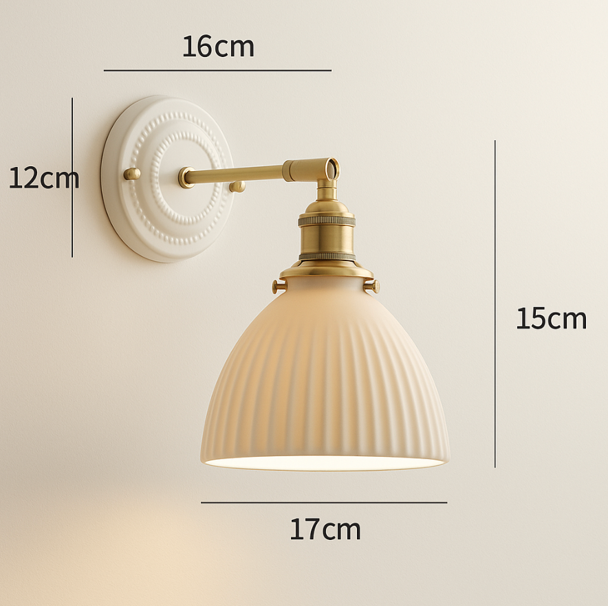 KyoLicht: Applique Vintage in Ceramica e Ottone dal Design Giapponese – per Camera da Letto e Soggiorno