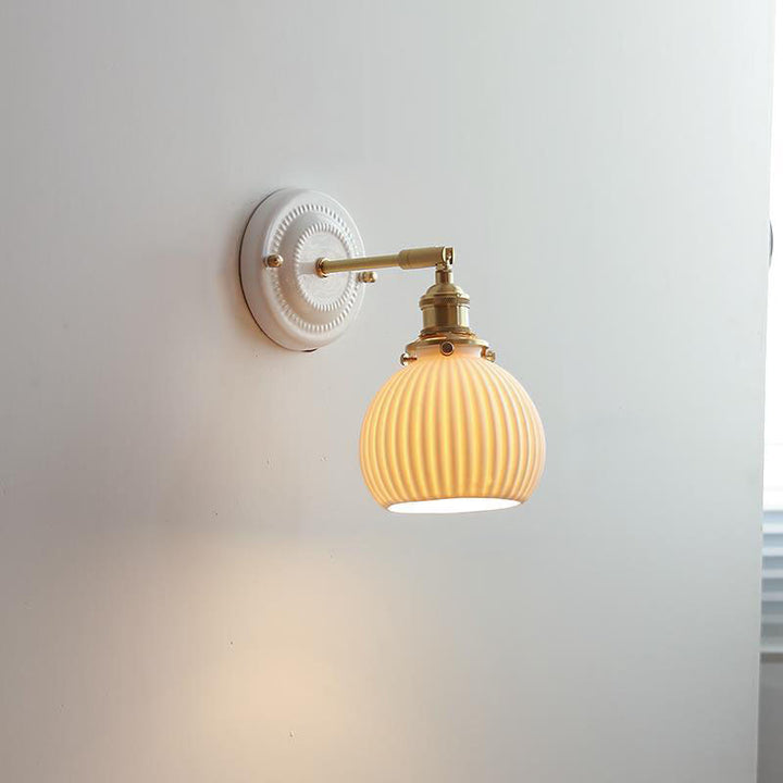 KyoLicht: Applique Vintage in Ceramica e Ottone dal Design Giapponese – per Camera da Letto e Soggiorno