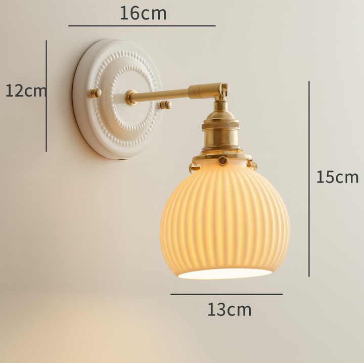 KyoLicht: Applique Vintage in Ceramica e Ottone dal Design Giapponese – per Camera da Letto e Soggiorno
