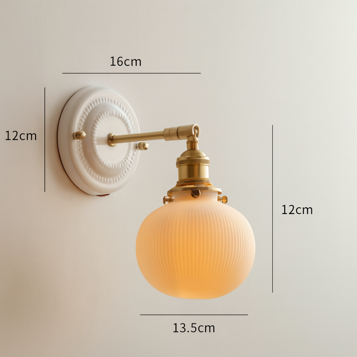 KyoLicht: Applique Vintage in Ceramica e Ottone dal Design Giapponese – per Camera da Letto e Soggiorno