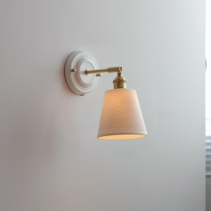 KyoLicht: Applique Vintage in Ceramica e Ottone dal Design Giapponese – per Camera da Letto e Soggiorno