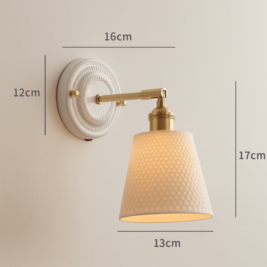 KyoLicht: Applique Vintage in Ceramica e Ottone dal Design Giapponese – per Camera da Letto e Soggiorno