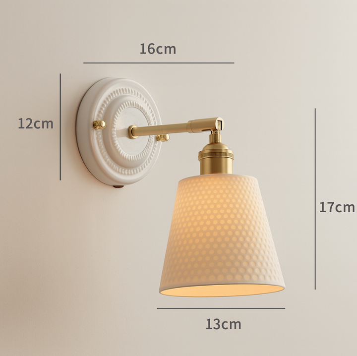 KyoLicht: Applique Vintage in Ceramica e Ottone dal Design Giapponese – per Camera da Letto e Soggiorno
