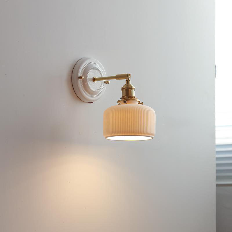 KyoLicht: Applique Vintage in Ceramica e Ottone dal Design Giapponese – per Camera da Letto e Soggiorno