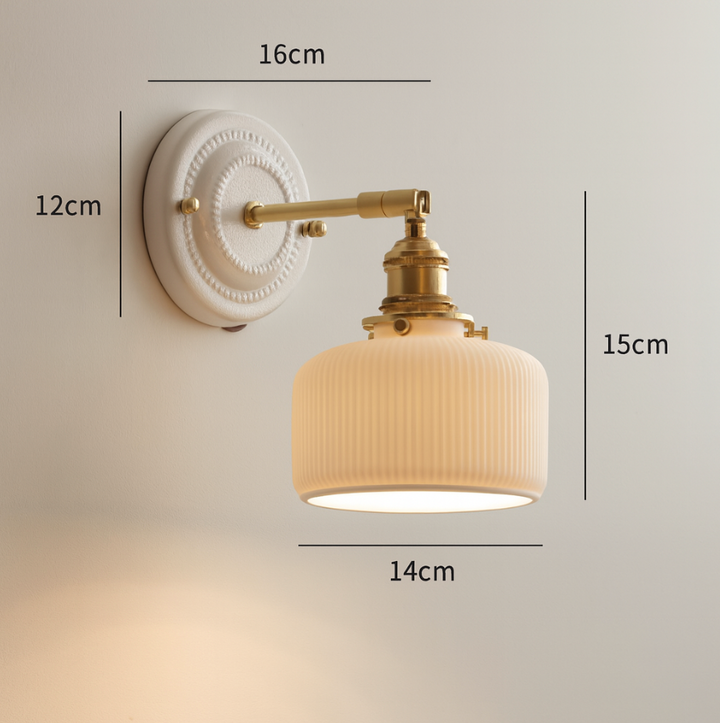 KyoLicht: Applique Vintage in Ceramica e Ottone dal Design Giapponese – per Camera da Letto e Soggiorno