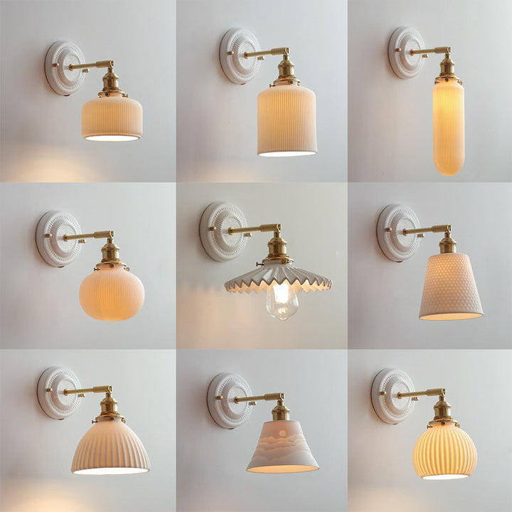 KyoLicht: Applique Vintage in Ceramica e Ottone dal Design Giapponese – per Camera da Letto e Soggiorno
