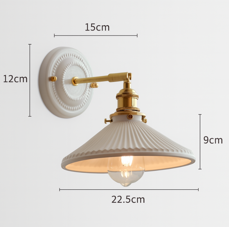 KyoLicht: Applique Vintage in Ceramica e Ottone dal Design Giapponese – per Camera da Letto e Soggiorno