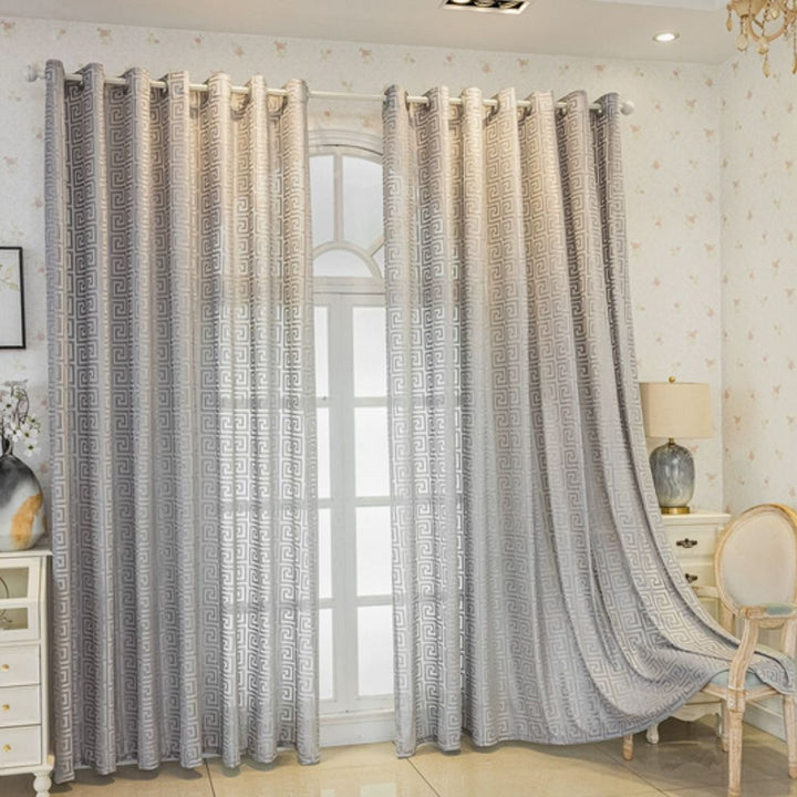 LabyrinthEleganz: Tendaggi ricamati con motivo geometrico – traslucidi e decorativi per soggiorno e camera da letto