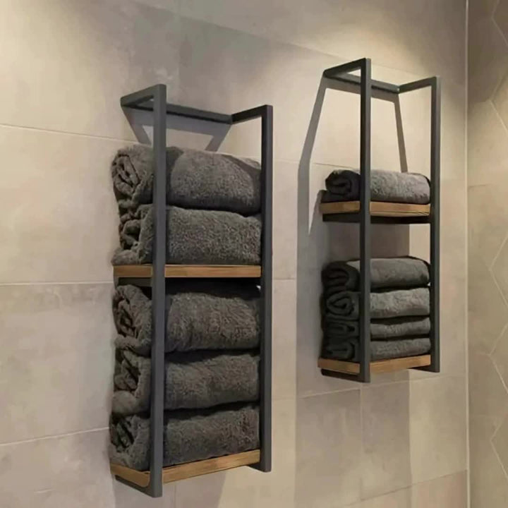 LandStahl: Mensola da parete per bagno – moderna mensola in acciaio al carbonio in stile rustico, stabile e multifunzionale per l&
