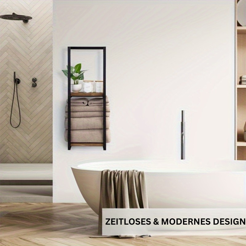 LandStahl: Mensola da parete per bagno – moderna mensola in acciaio al carbonio in stile rustico, stabile e multifunzionale per l&