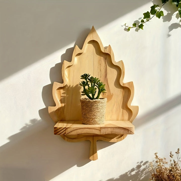 LandhausBlatt: Mensola da parete in legno rustico con supporto in tronco d&