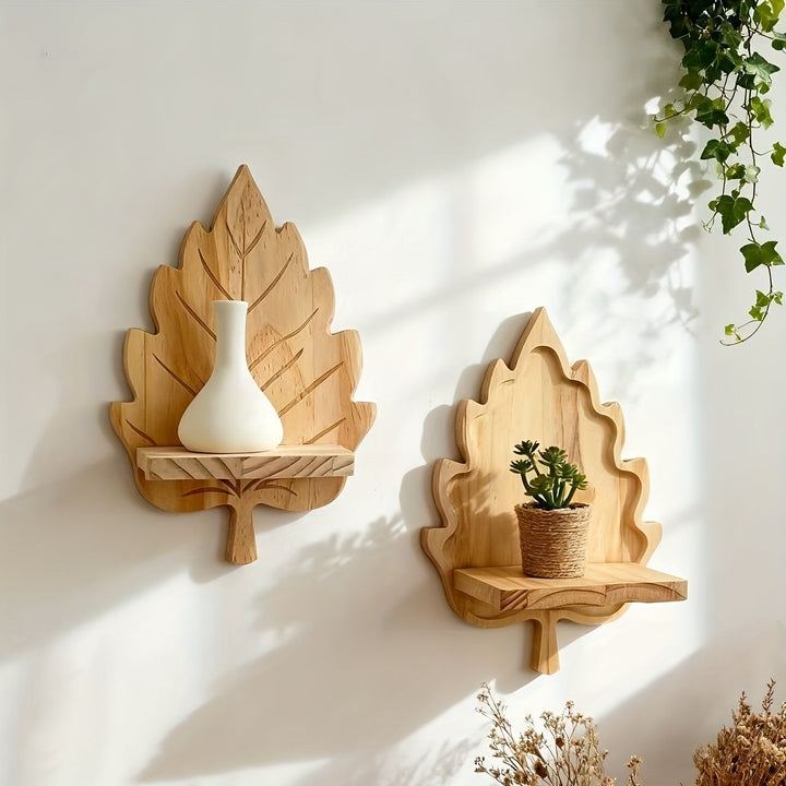 LandhausBlatt: Mensola da parete in legno rustico con supporto in tronco d&
