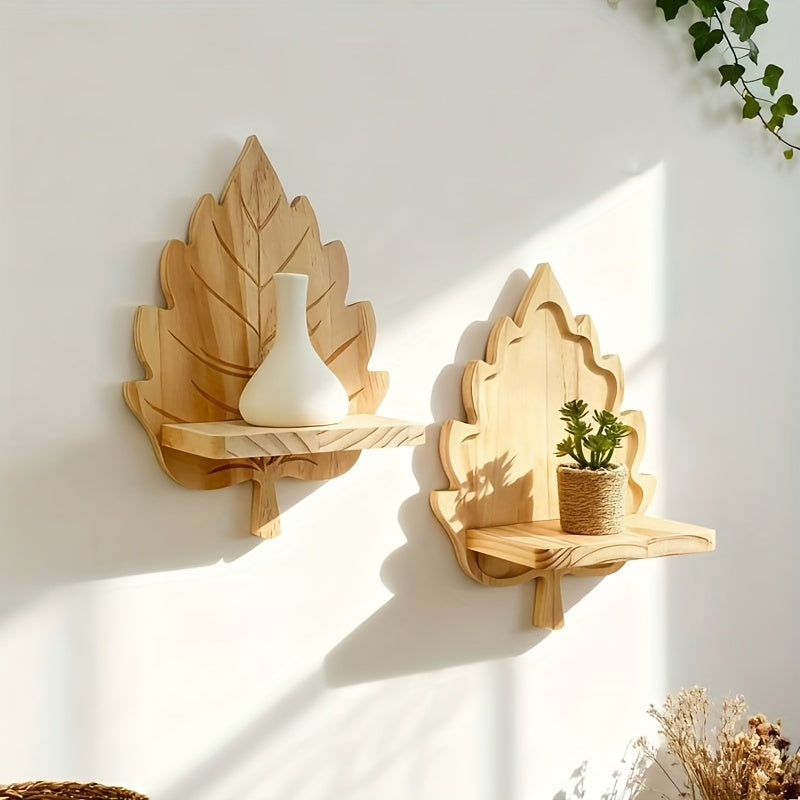 LandhausBlatt: Mensola da parete in legno rustico con supporto in tronco d&