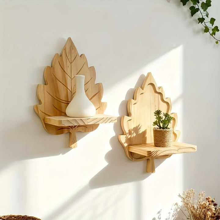 LandhausBlatt: Mensola da parete in legno rustico con supporto in tronco d&