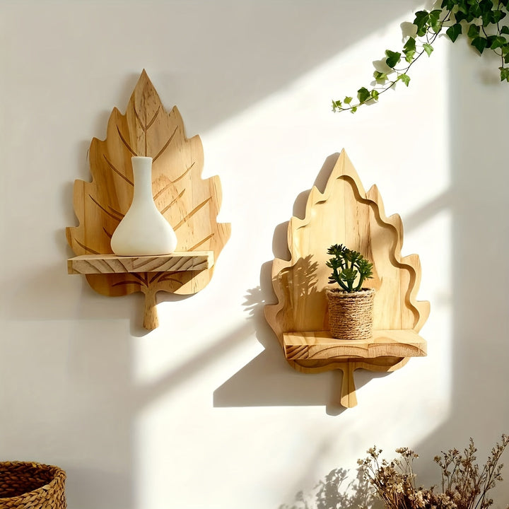 LandhausBlatt: Mensola da parete in legno rustico con supporto in tronco d&