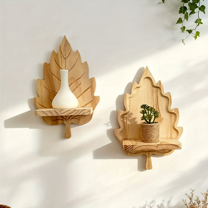 LandhausBlatt: Mensola da parete in legno rustico con supporto in tronco d&