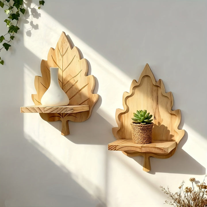 LandhausBlatt: Mensola da parete in legno rustico con supporto in tronco d&