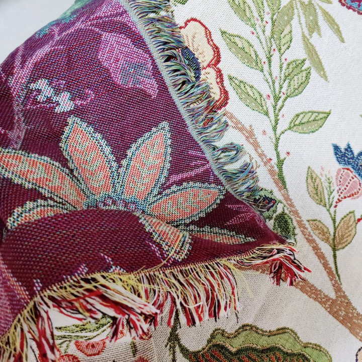CharmeRurale: Copr sofa con motivo floreale e frange decorative – per soggiorno e divano