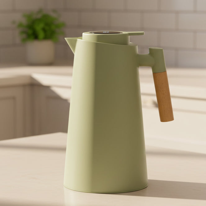 LATTEA THERMO – Thermos a doppia parete con display della temperatura e manico in legno