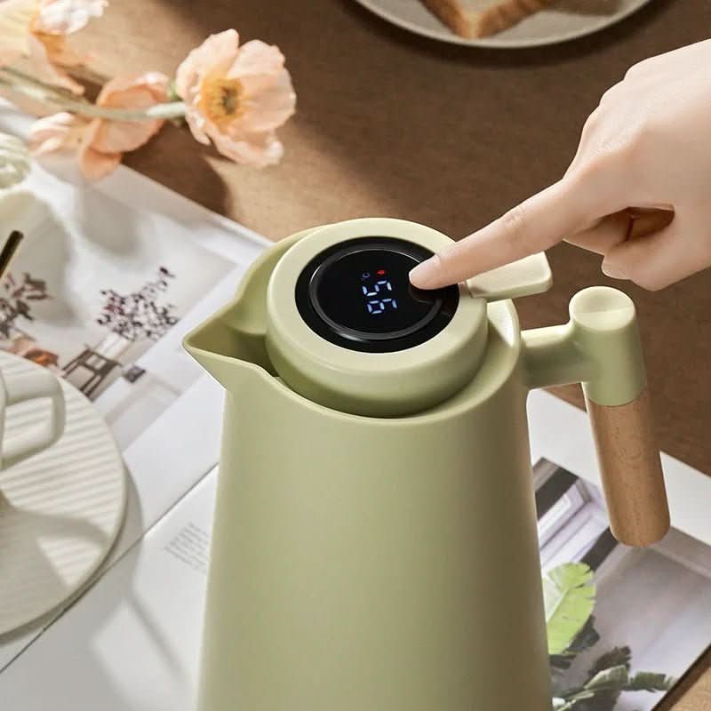 LATTEA THERMO – Thermos a doppia parete con display della temperatura e manico in legno