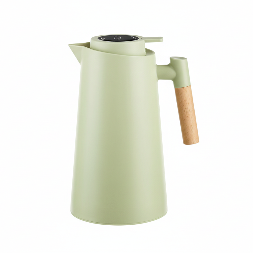 LATTEA THERMO – Thermos a doppia parete con display della temperatura e manico in legno