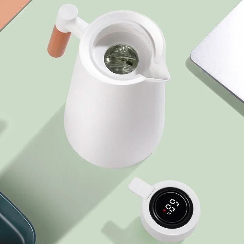 LATTEA THERMO – Thermos a doppia parete con display della temperatura e manico in legno