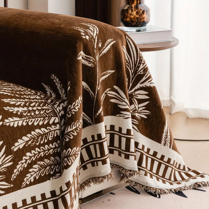 Laubwerk: Copertura per divano con design botanico di fiori e morbida struttura in chenille – per divano e poltrona